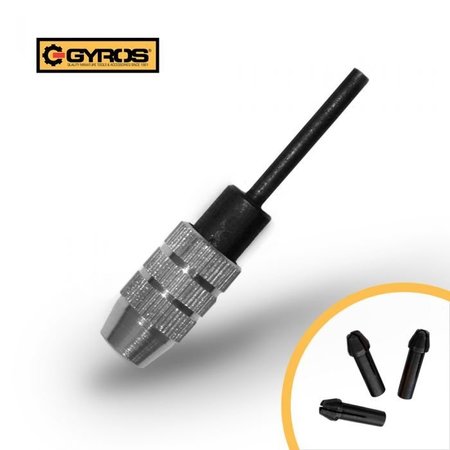 GYROS Keyless Mini Adaptor Chuck, 1/8” Straight Shank, with 3 Collets, 0” to .098” Capacity, Fits #40-#80 45-01803